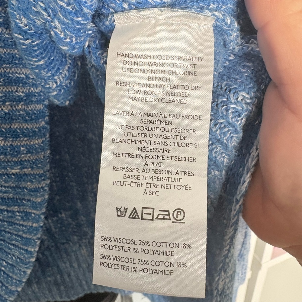 Pilcro for Anthropologie textured high-low pullover sweater in blue Size XL - Picture 5 of 6